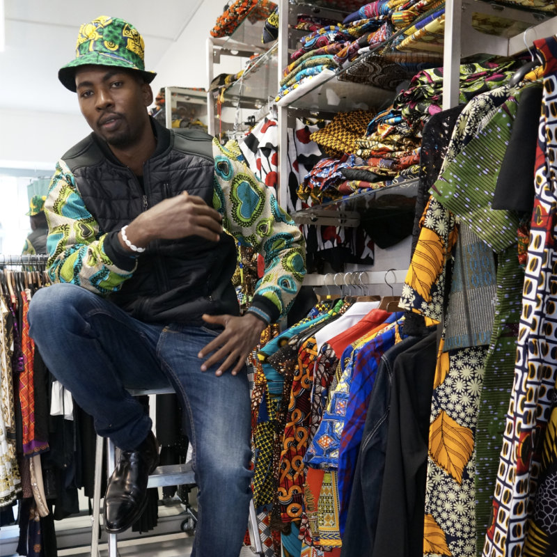 Prêt à porter homme, mode africaine, boutique Goldfingers à Genève